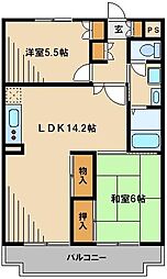 ナセール南浦和A棟 2LDKの間取図画像