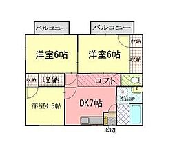 笹本ハイツ 2階3DKの間取り