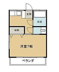西武拝島線 東大和市駅 徒歩2分の賃貸アパート 2階1Kの間取り