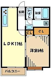 JR青梅線 東青梅駅 徒歩20分の賃貸アパート 2階1LDKの間取り