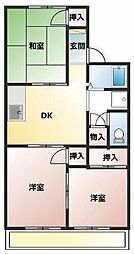 JR青梅線 昭島駅 徒歩17分の賃貸アパート 2階3DKの間取り