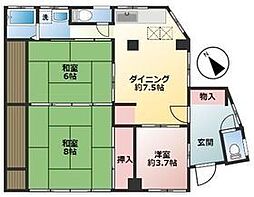 カリフォルニアリバー 1階3DKの間取り