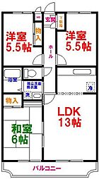 立川リムエール 2階3LDKの間取り