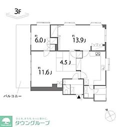 エクセルＫ 3階2LDKの間取り