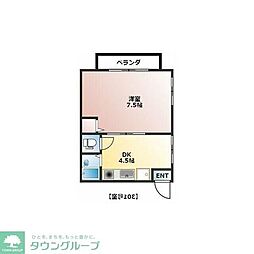 スプリングス立川 2階1DKの間取り