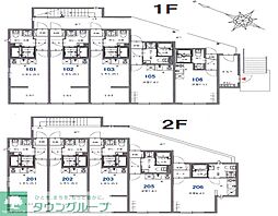 JR青梅線 福生駅 徒歩9分の賃貸アパート 2階ワンルームの間取り