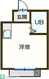 西武拝島線 武蔵砂川駅 徒歩20分の賃貸アパート 3階ワンルームの間取り