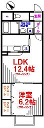 アムールゆう 2階1LDKの間取り
