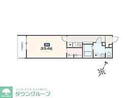 MELDIA福生III 2階1Kの間取り