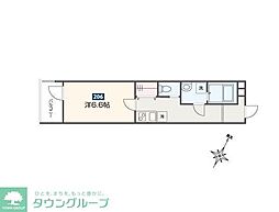 MELDIA福生III 2階1Kの間取り