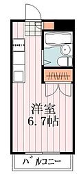 JR青梅線 東中神駅 徒歩4分の賃貸マンション 3階1Kの間取り