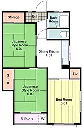 西岡ビル 2階3DKの間取り