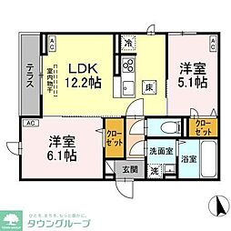京王線 京王八王子駅 徒歩23分の賃貸アパート 3階2LDKの間取り