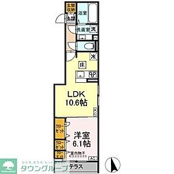 京王線 京王八王子駅 徒歩23分の賃貸アパート 3階1LDKの間取り