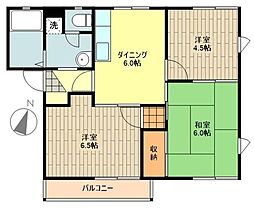 パークハイツA 2階3DKの間取り