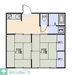JR青梅線 河辺駅 徒歩18分の賃貸アパート 1階2DKの間取り