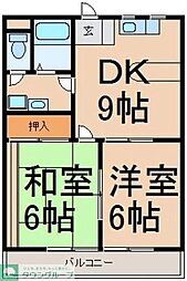 メゾン・ド・ベル 2階2DKの間取り