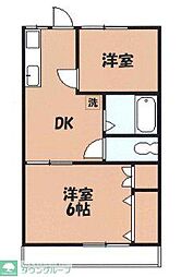 コーポ西平 1階2DKの間取り