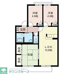 カサベルデ倉沢 1階3LDKの間取り