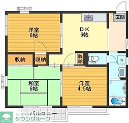 サンレイク湖畔 2階3DKの間取り