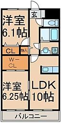 JR中央線 八王子駅 バス20分 下諏訪宿下車 徒歩4分の賃貸マンション 3階2LDKの間取り