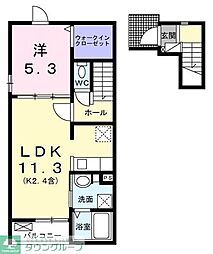 JR八高線 箱根ケ崎駅 徒歩16分の賃貸アパート 2階1LDKの間取り