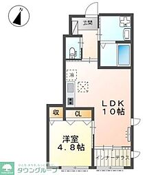 F・ガーデンIII 1階1LDKの間取り