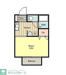 ル・クリソンテーム 1階1Kの間取り