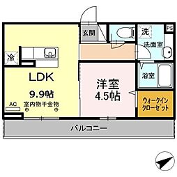 セジュール夢 3階1LDKの間取り