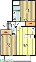 ラピュタ 1階2LDKの間取り