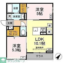 Asset-Court曙町 2階2LDKの間取り