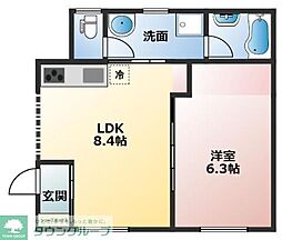 パークサイドハウスII 1LDKの間取り