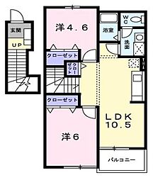 ヴィラ・シャルマン 2階2LDKの間取り