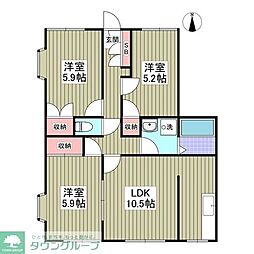 グランデュール瀬戸岡 1階3SDKの間取り