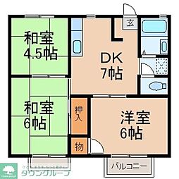 ホワイトヴィラ 1階3DKの間取り