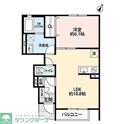 デュラカーサ羽村II 1階1LDKの間取り