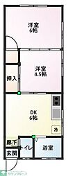 光ハイツ 1階2DKの間取り