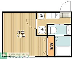 クレール北八王子 1階1Kの間取り