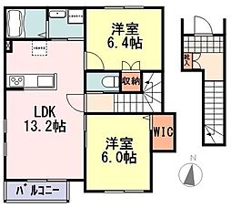クレールメゾン 2階2LDKの間取り