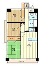 ラフィネ立川 7階3LDKの間取り