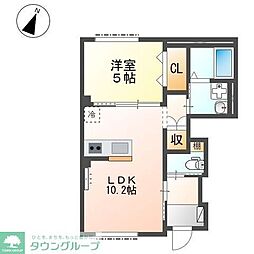 パレス北野 1階1LDKの間取り