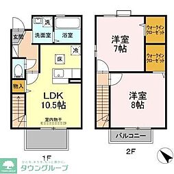 セカンド・ビラ 2階2LDKの間取り