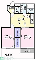 サン　エトワールI 1階2DKの間取り