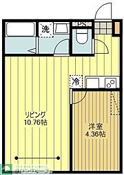 グランディール羽村 3階1LDKの間取り