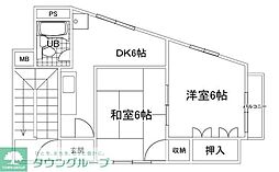 第1山王ビル 2階2Kの間取り
