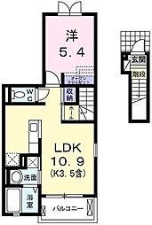ルレエシャトーII 2階1LDKの間取り