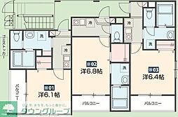 Ｆｏｒｅｓｔ　Ｐａｒｋ　Ｈｉｌｌｓ 3階1Kの間取り