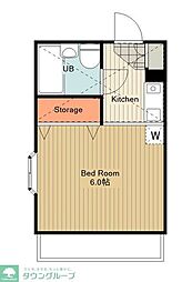 ルミエールシャトレ武蔵砂川 2階ワンルームの間取り