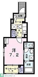 ブリュームII 1Kの間取図画像