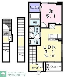ブリュームI 1LDKの間取図画像